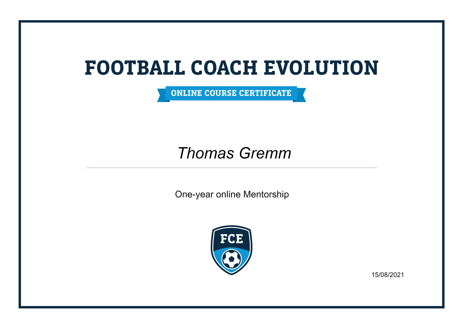 Certificate Thomas Gremm