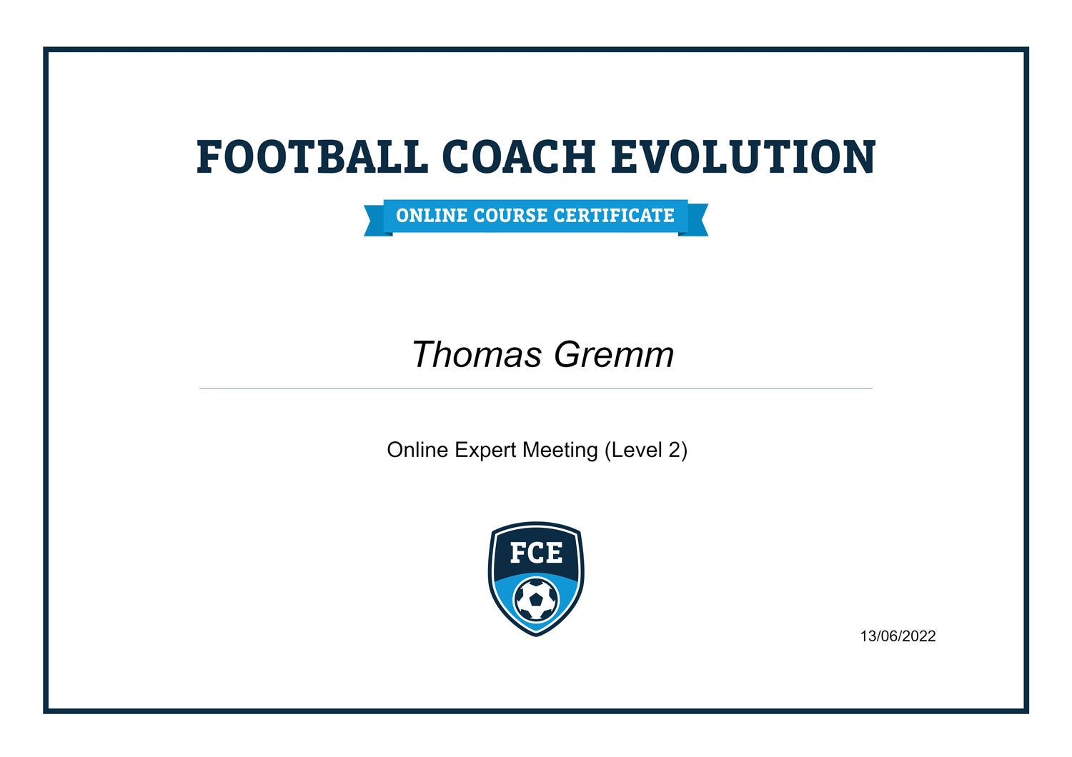 Certificate Thomas Gremm