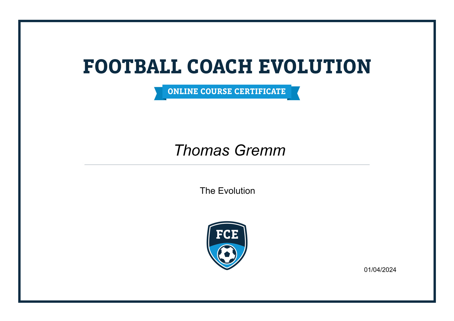 Certificate Thomas Gremm